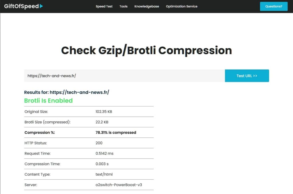 Optimiser un site WordPress : Vérification de l'activation de la compression Gzip ou Brotli