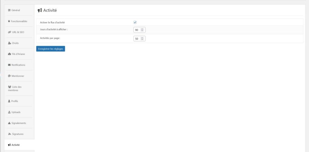 Pour activer la rubrique du journal d'activité de votre forum, asgaros