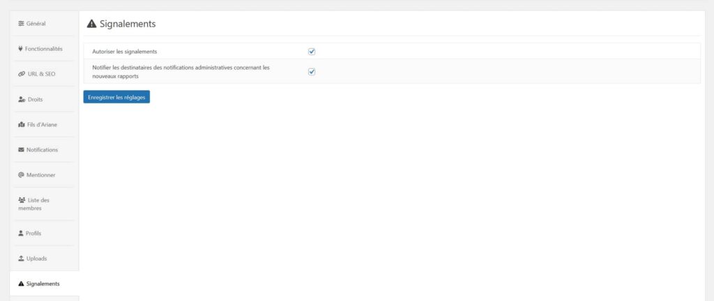 Pour activer le signalement d'un membre, Asgaros Forum