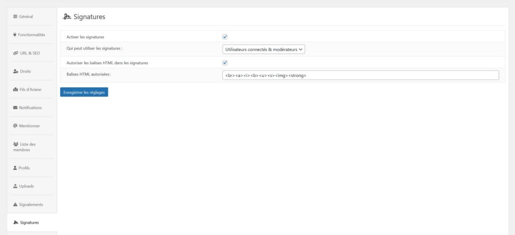 Pour activer la signature des membres présente sous un message posté, Agaros forum