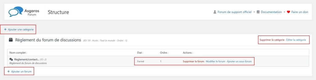 Asgaros forum, création des catégories et des forums