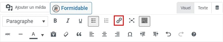 Ajouter un lien WordPress via l'icône de l'éditeur classique