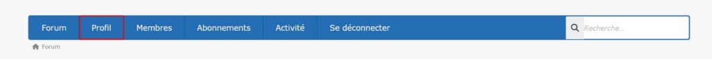 Gestion de votre profil via la barre du menu du forum