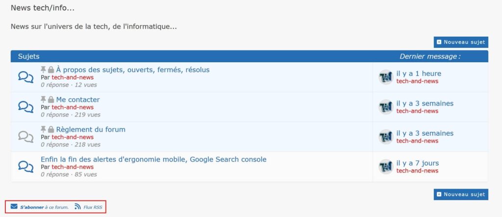 Asgaros Forum, s'abonner à un forum