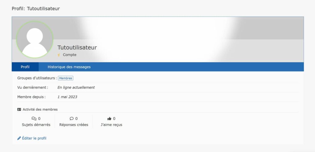 Page récapitulative d'un profil utilisateur (membre) du forum