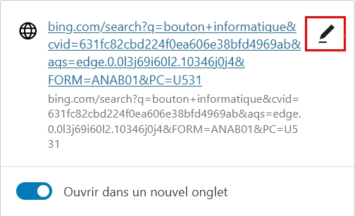 Modifier un lien d'un bouton Gutenberg