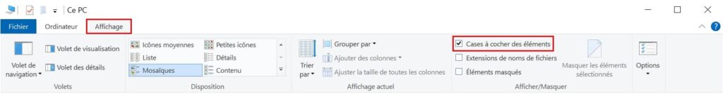 Afficher les cases à cocher de l'explorateur de fichiers de Windows 10