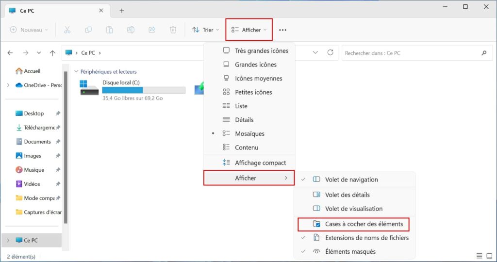 Afficher les cases à cocher de l'explorateur de fichiers de Windows 11