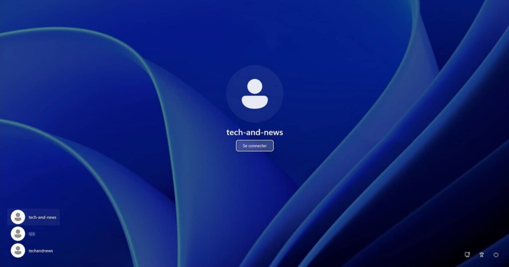 Écran de verrouillage de Windows 11 avec la liste des utilisateurs