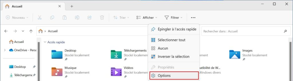 Options du bouton "En savoir plus" de l'explorateur de fichier de Windows 11