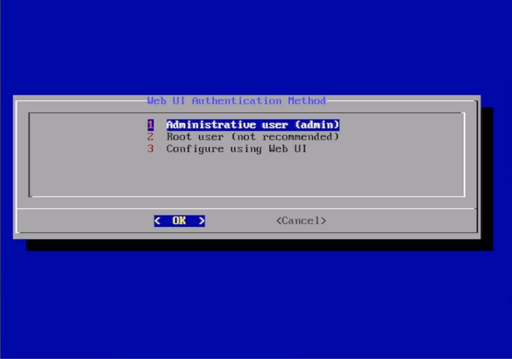 Choix du type de compte dans TrueNAS SCALE