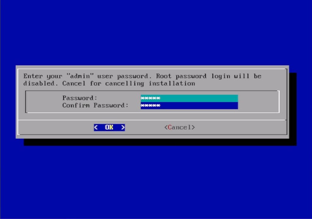 Saisie du mot de passe de connexion à TrueNAS