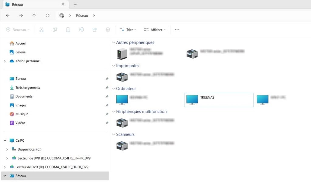Vérification de la présence du NAS partagé via SMB sous Windows