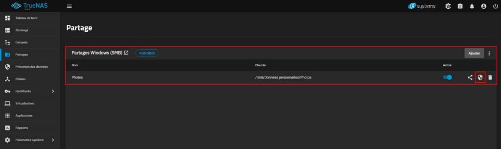 Attribution des droits ACL d'un dataset sous TrueNAS
