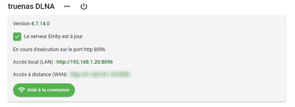 Adresse LAN de votre serveur emby