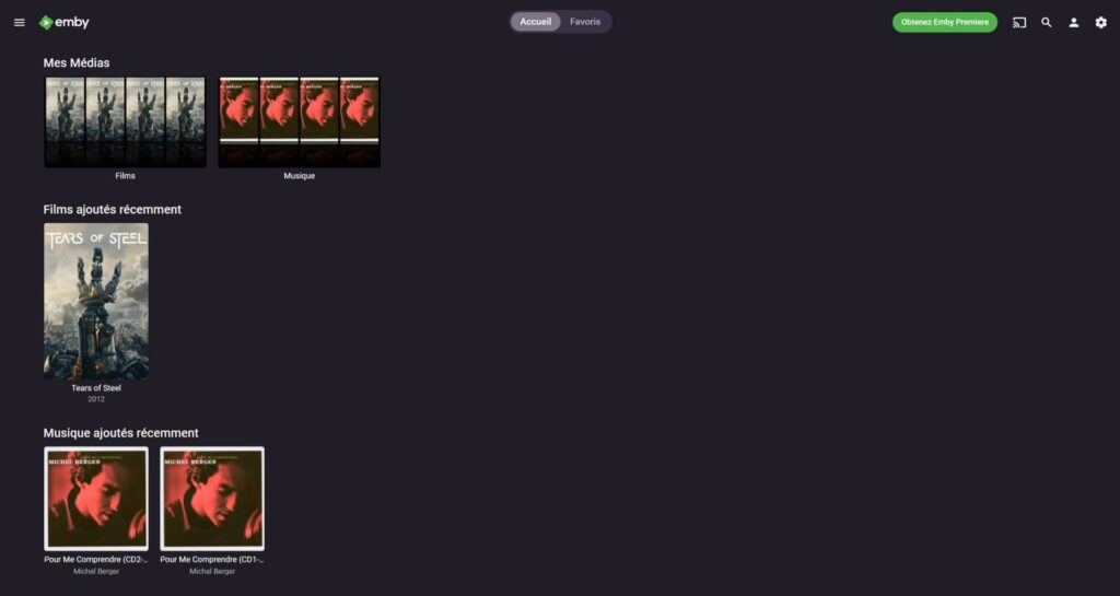 emby page de la médiathèque