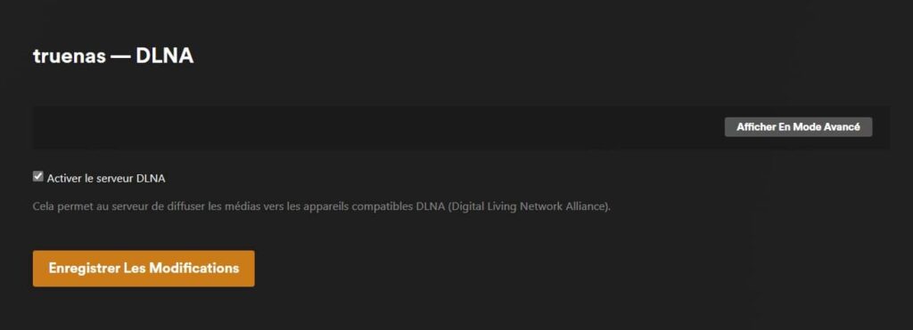 Activation du serveur DLNA de plex