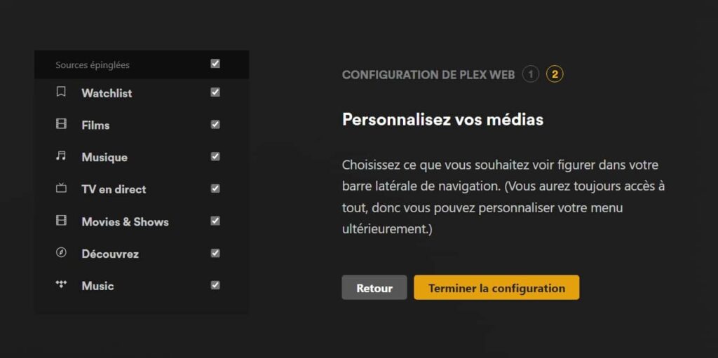 Type de rubrique à afficher sous plex