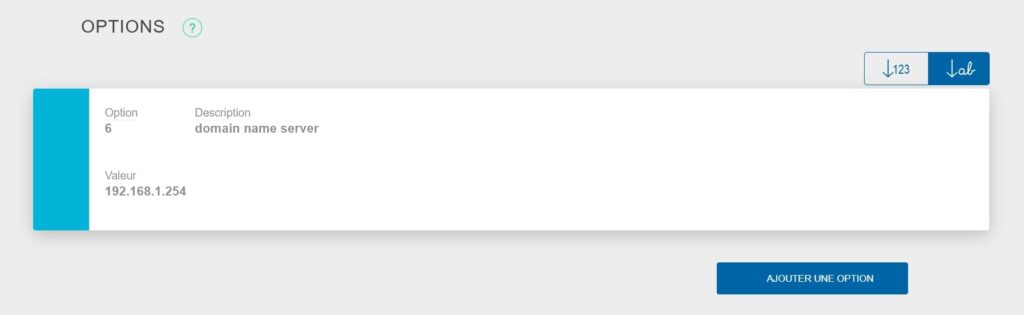 Ajout d'une option au service DHCP Bbox