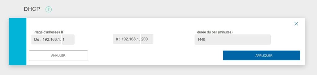 Plage d'adressage DHCP