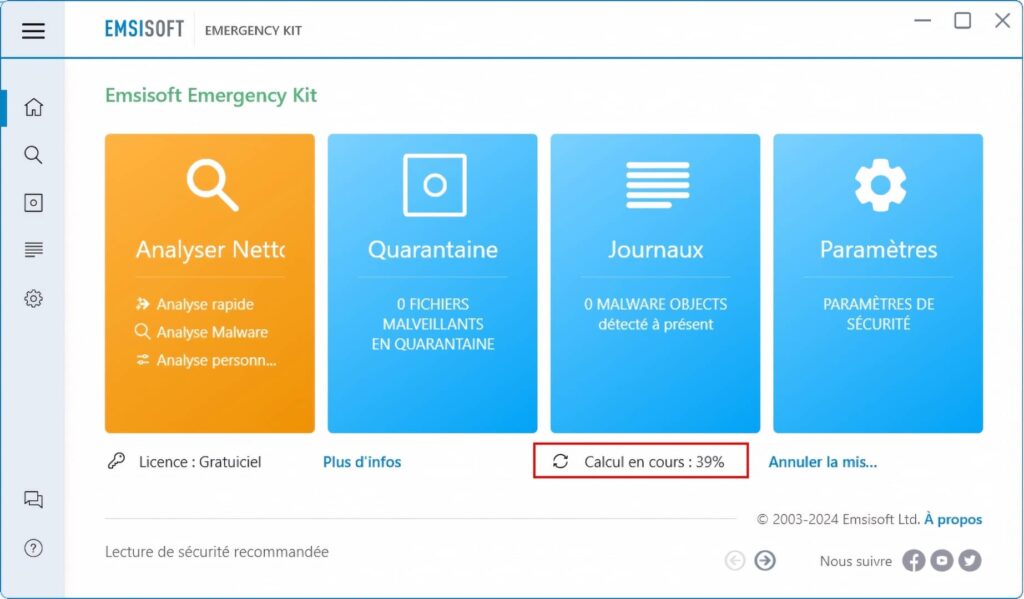 Mises à jour d'Emsisoft Emergency Kit