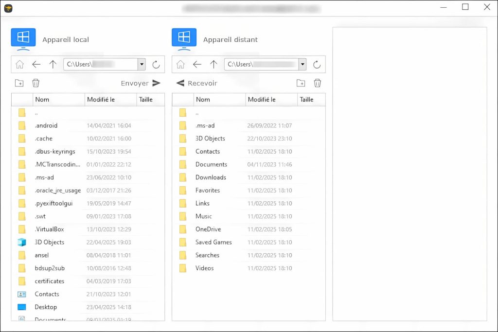 Interface de transfert de fichiers