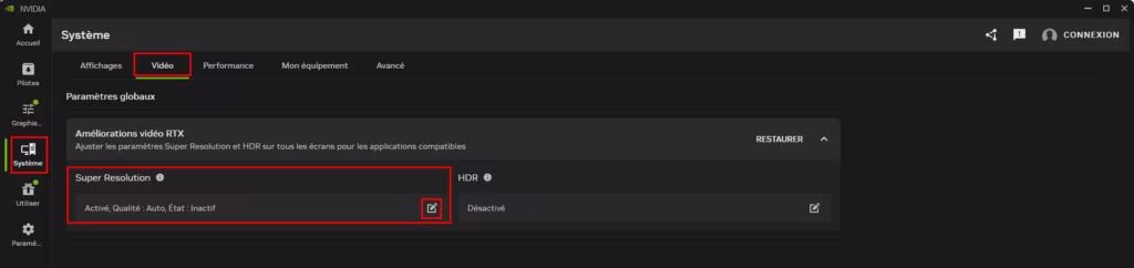 Réglages vidéo du NVIDIA App