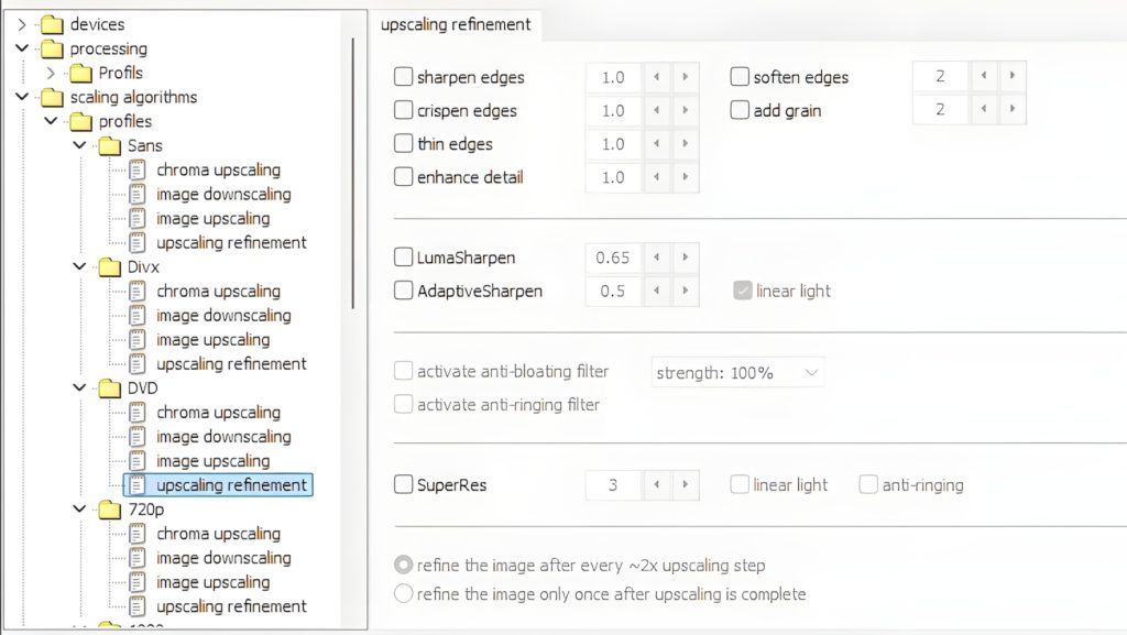 DVD upscaling refinement
