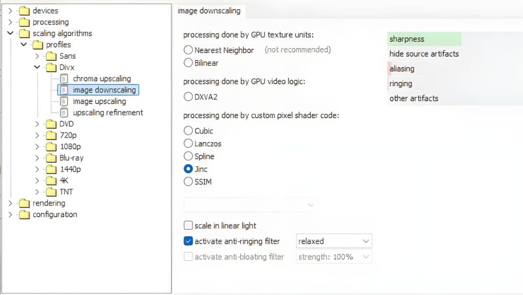 MadVR, image downscaling