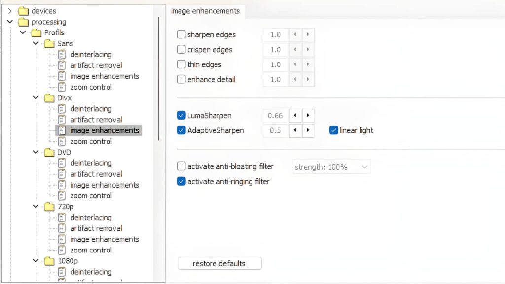 MadVR, image enhancements