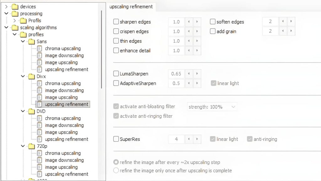 MadVR, upscaling refinement