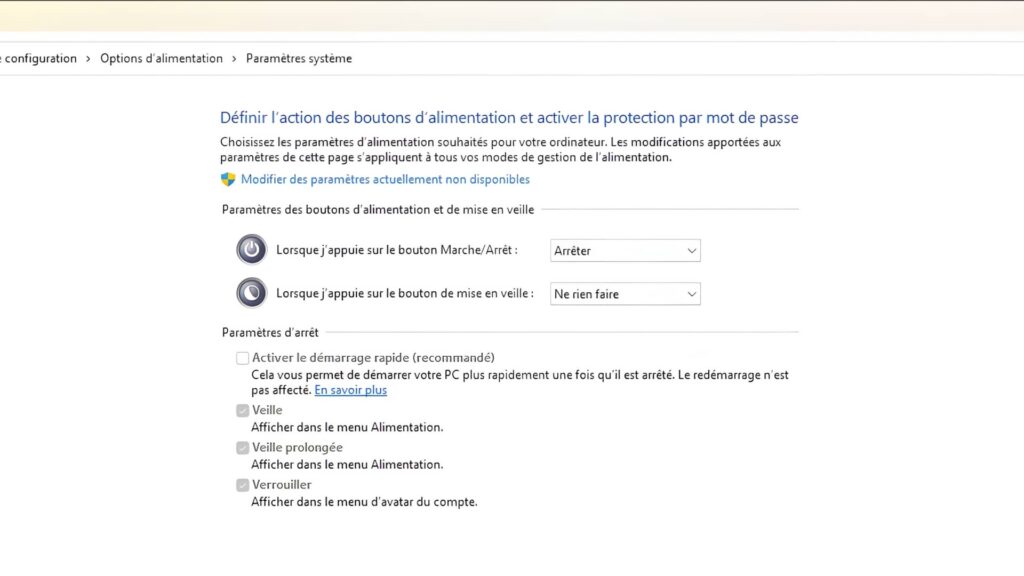 Windows 11 : modifier le comportement du bouton d&rsquo;allumage de votre PC