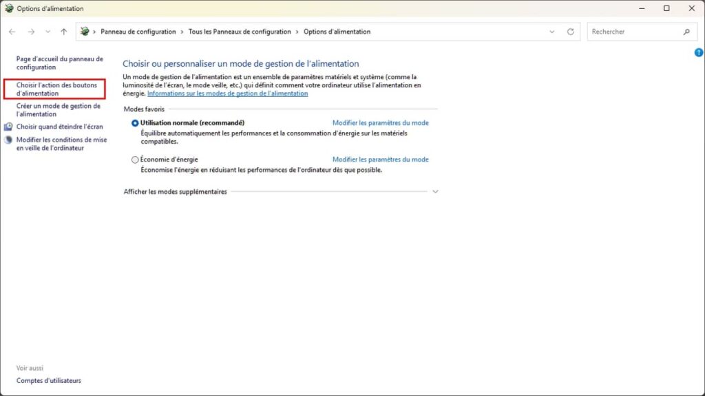 Windows 10 à xp bouton