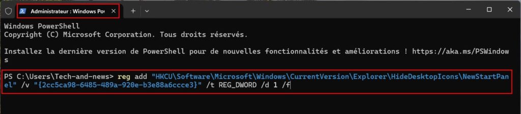 Windows 11, terminal ligne commande masquer