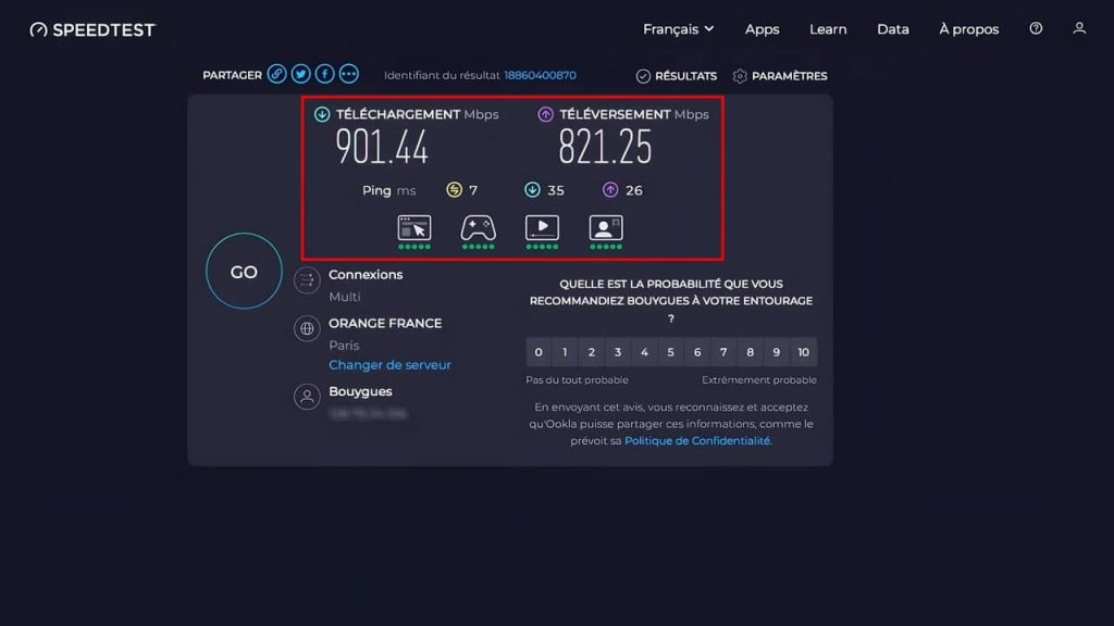 Présentation des résultats de votre bande passante