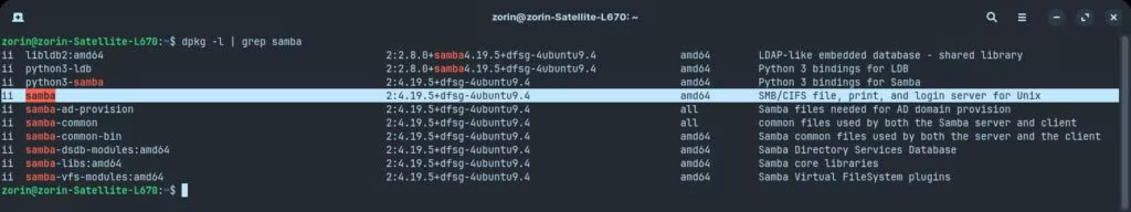 Linux, vérifier la présence de Samba