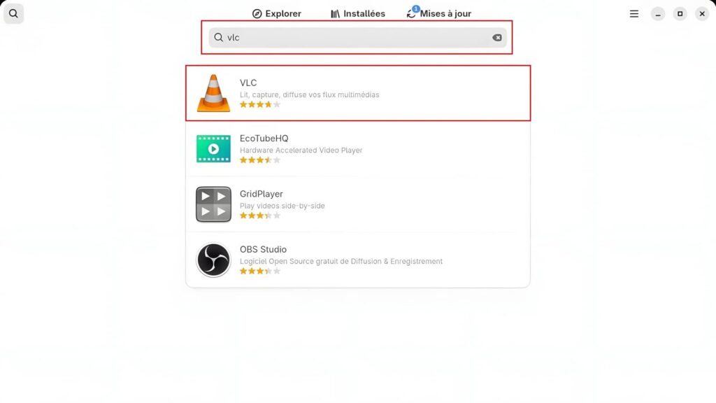 GNOME Logiciels zone de recherche