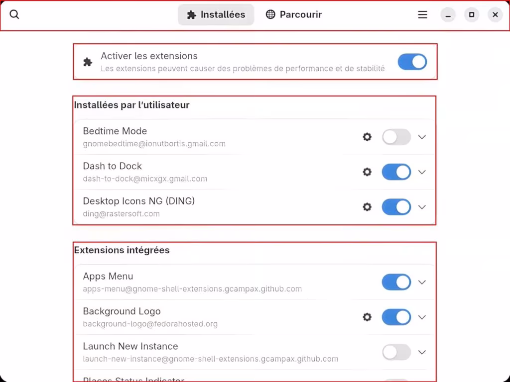 Gestionnaire d'extensions