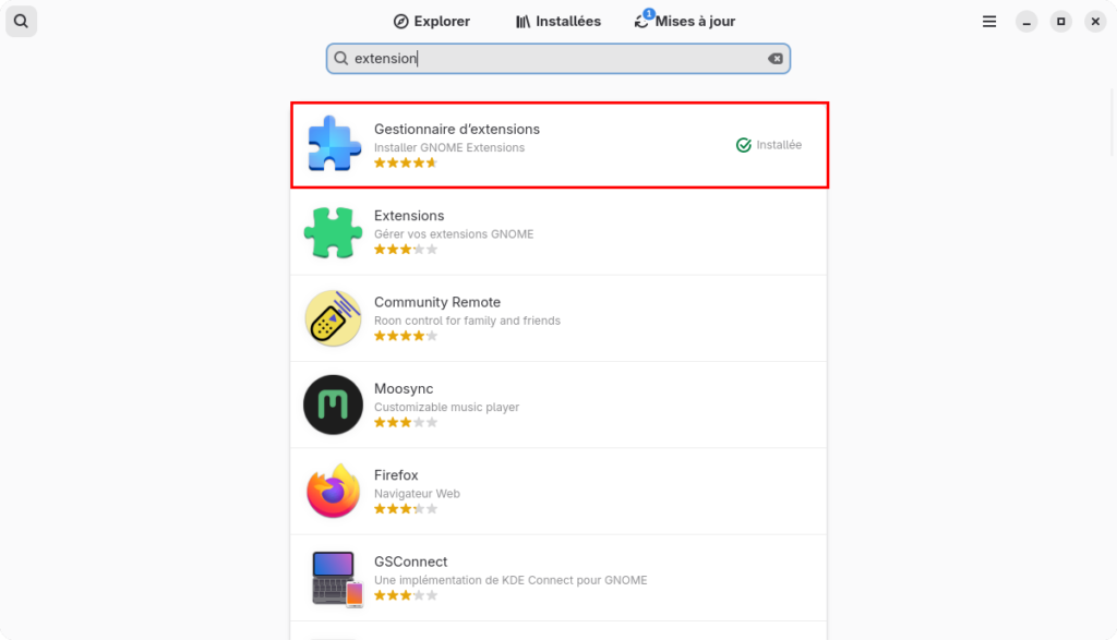 Gestionnaire d'extentions GNOME