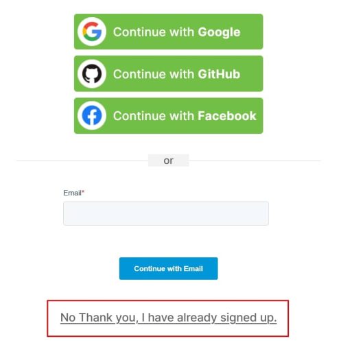 Cliquer plutôt sur le lien en bas "No thank you, I have already signed up", afin de ne pas souscrire à la lettre d'information de TrueNAS