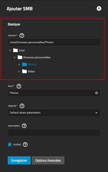 Sélection du chemin du dataset