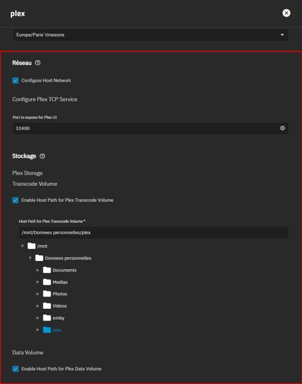 Configuration du serveur plex