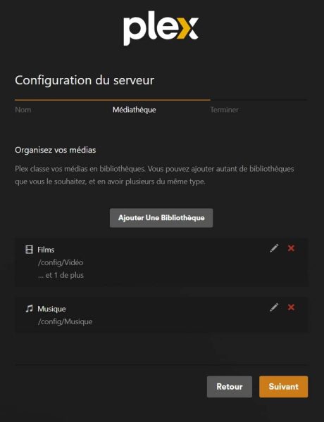 plex, onglet médiathèque 2
