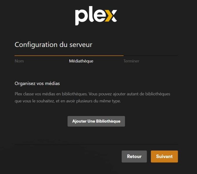 Onglet Médiathèque de plex